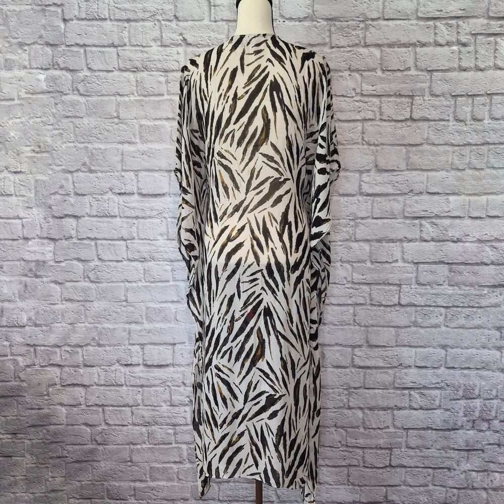 Spiegel Vintage Zebra Kaftan Maxi Dress Beaded Sequin Bohemian Cover Up Size M - Picture 8 of 11